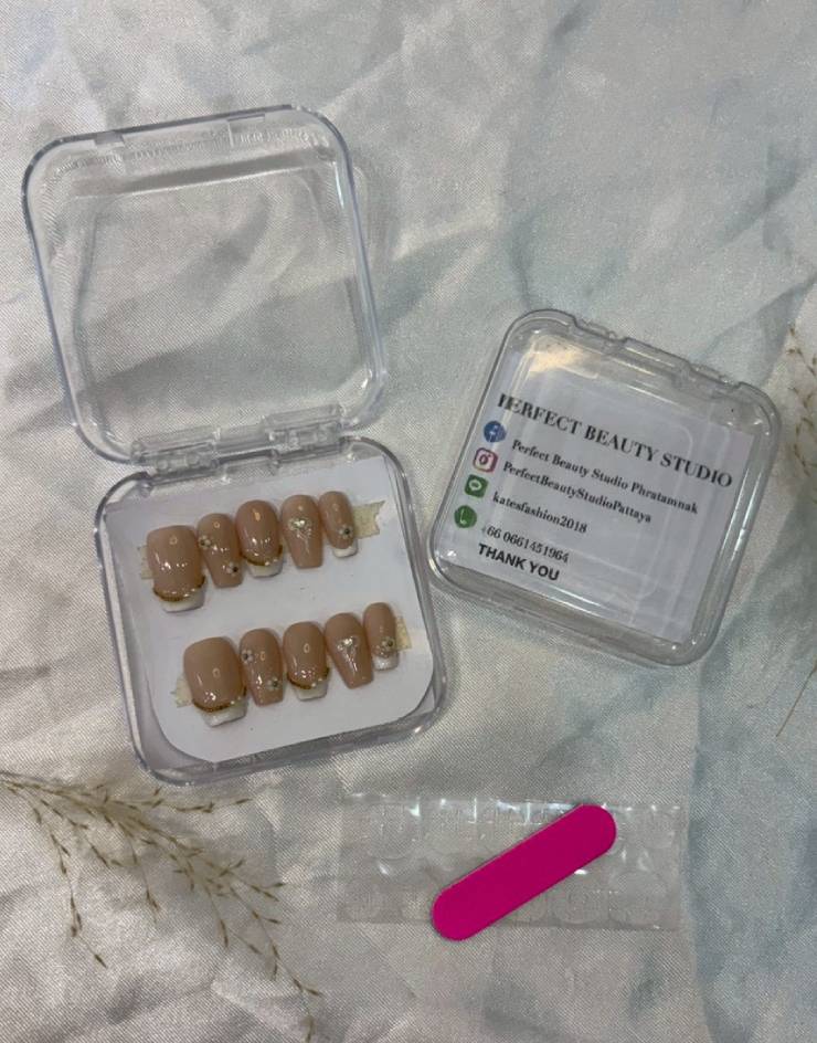 Beige Pearl Nail Art Detail Coquette Texture