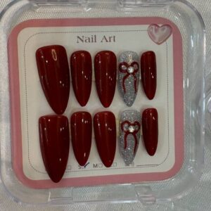 Blood Red Press-On Nails Crimson Empress 3D Artisan