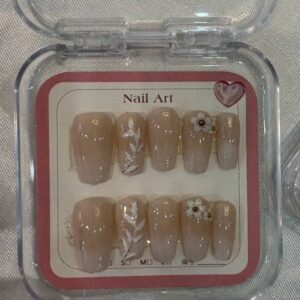 White Floral Press-On Nails Bridal Bloom 3D Artisan
